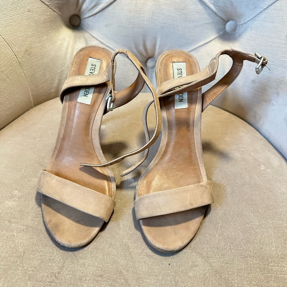 Steve Madden Beige Ankle Strap Heels